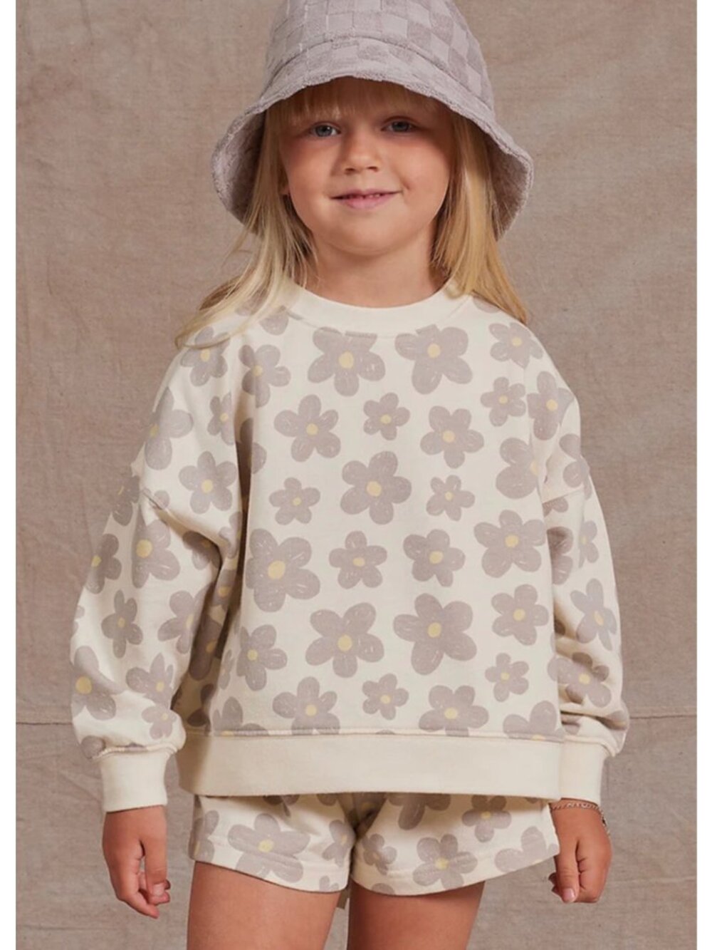 B NWT Rylee Cru Boxy Pullover sweatshirt Retro Floral cotton 6-7y